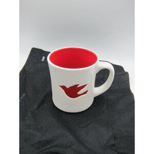 STARBUCKS 2008 Red Dove Bird Imprinted Embossed  Coffee Tea Mug Cup 12 fl oz EUC